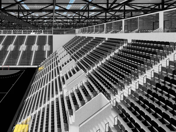 Moderne Topsporthal voor handbal met zwarte stoelen en VIP-vakken voor tien duizend fans — Stockfoto