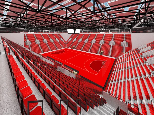 Modern sports arena for handball with red seats and VIP boxes for ten thousand fans