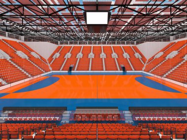 Hentbol turuncu koltuklar ve on bin hayranları için VIP kutuları için modern spor arena