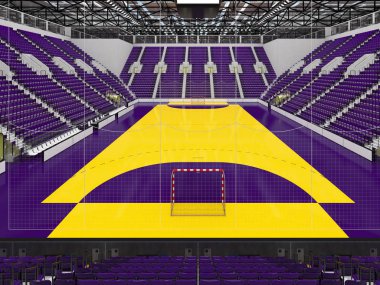 Hentbol mor koltuklar ve on bin hayranları için VIP kutuları için modern spor arena