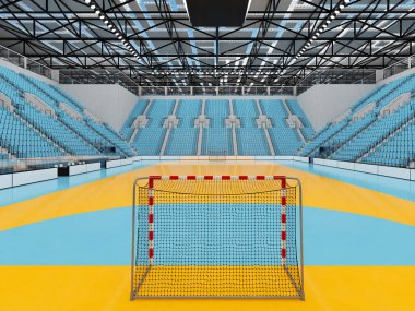 Hentbol gökyüzü mavi koltuklar ve on bin hayranları için VIP kutuları için modern spor arena