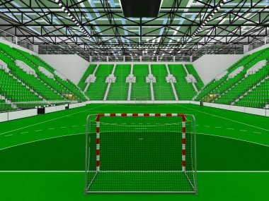 Hentbol yeşil koltuklar ve on bin hayranları için VIP kutuları için modern spor arena