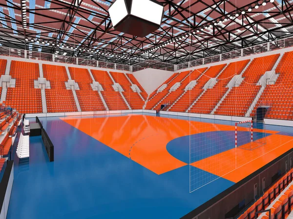 Arène de sport moderne pour handball avec sièges orange et boîtes VIP pour dix mille fans — Photo