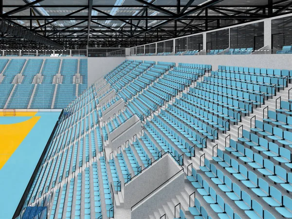 Salle de sport moderne pour handball avec sièges bleu ciel et boîtes VIP pour dix mille fans — Photo