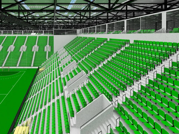 Modern sports arena for handball with green seats and VIP boxes for ten thousand fans — Stock Photo, Image