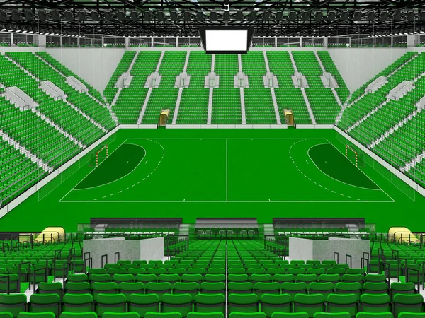 Moderni urheilu areenalla käsipallo vihreät istuimet ja VIP laatikot kymmenentuhatta fanit — kuvapankkivalokuva