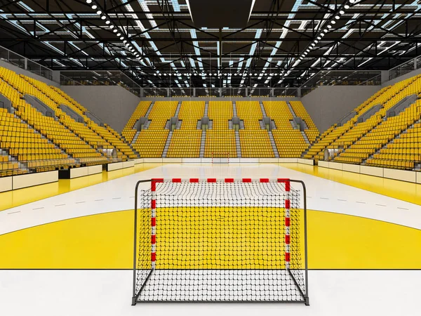 3D render güzel spor Arena hentbol sarı koltuklar ve VIP kutuları için 