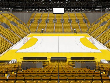 3D render güzel spor Arena hentbol sarı koltuklar ve VIP kutuları için 
