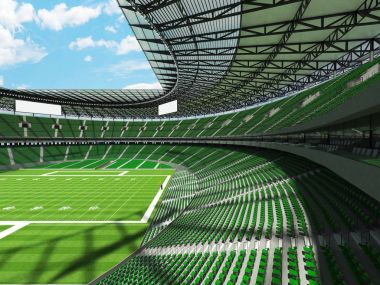 Güzel modern Amerikan Futbol Stadyumu ile yüz bin hayranları için yeşil koltuklar