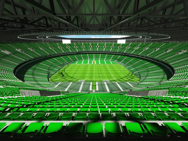 Kulaté ragbyový stadion s zelené sedačky a Vip boxy pro sto tisíc fanoušků — Stock fotografie