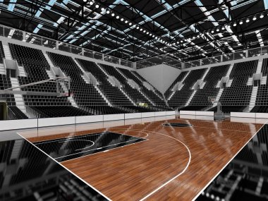 Işıklar ve on bin hayranları için siyah koltuk VIP ile basketbol için güzel modern spor arena kutuları