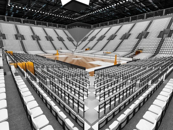 Belle arène sportive moderne pour le basket-ball avec projecteurs et chaises blanches et boîtes VIP pour dix mille fans — Photo