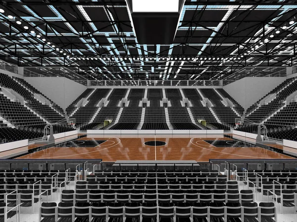 Smukke moderne sport arena for basketball med VIP bokse lys og sorte sæder til ti tusinde fans - Stock-foto