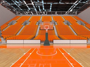 Işıklar ve on bin hayranları için turuncu koltuk VIP ile basketbol için güzel modern spor arena kutuları