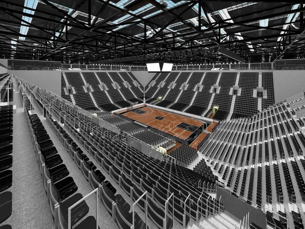 Işıklar ve on bin hayranları için siyah koltuk VIP ile basketbol için güzel modern spor arena kutuları