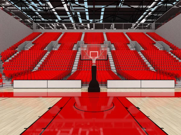 Mooie moderne sport arena voor basketbal met Vip vakken lichten en rode stoelen voor tien duizend fans — Stockfoto