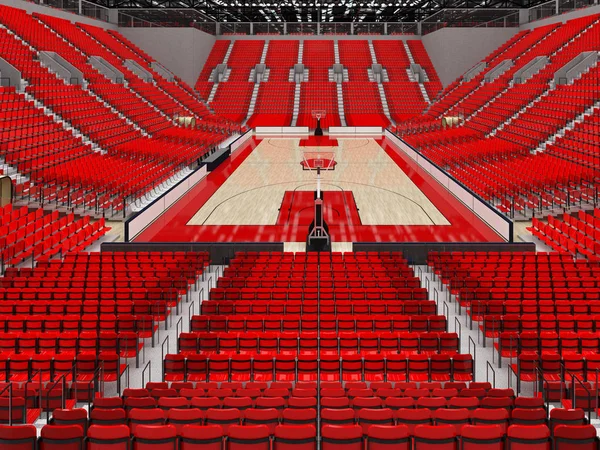 Işıklar ve on bin hayranları için kırmızı koltuk VIP ile basketbol için güzel modern spor arena kutuları