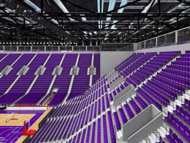Işıklar ve on bin hayranları için mor koltuk VIP ile basketbol için güzel modern spor arena kutuları