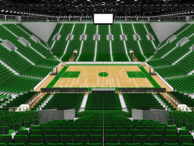 Işıklar ve on bin hayranları için yeşil koltuk VIP ile basketbol için güzel modern spor arena kutuları
