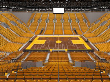 Işıklar ve on bin hayranları için sarı koltuk VIP ile basketbol için güzel modern spor arena kutuları