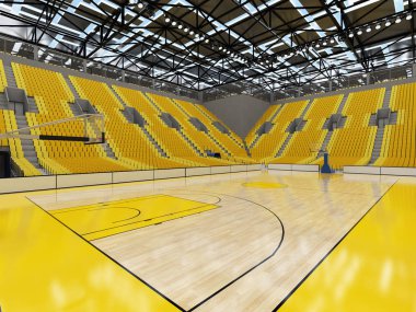 Işıklar ve parlak sarı koltuk on bin hayranları için VIP ile basketbol için güzel modern spor arena kutuları