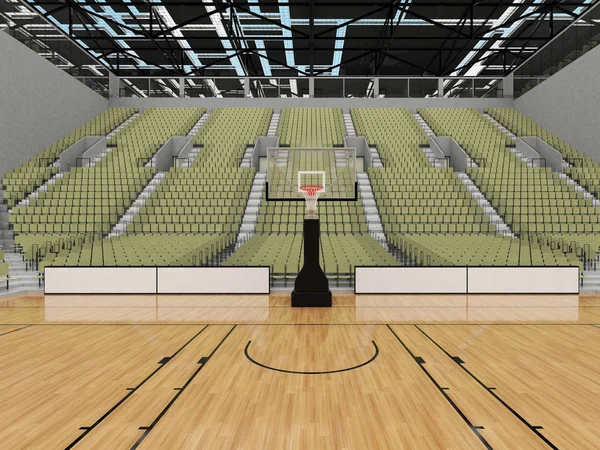 Mooie moderne sport arena voor basketbal met Vip vakken lichten en olijfgroen grijs stoelen voor tien duizend fans — Stockfoto