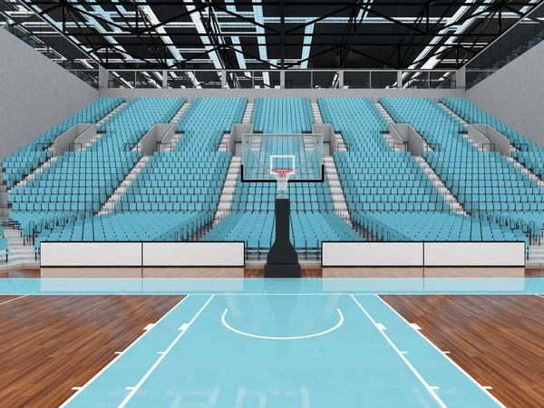 Mooie moderne sport arena voor basketbal met Vip vakken lichten en hemelsblauw stoelen voor tien duizend fans — Stockfoto