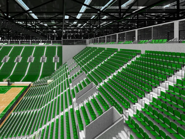Mooie moderne sport arena voor basketbal met Vip vakken lichten en groene stoelen voor tien duizend fans — Stockfoto