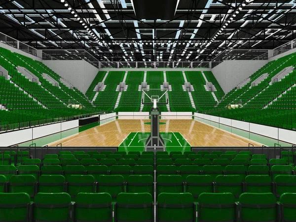 Belle arène sportive moderne pour le basket-ball avec des boîtes VIP lumières et sièges verts pour dix mille fans — Photo