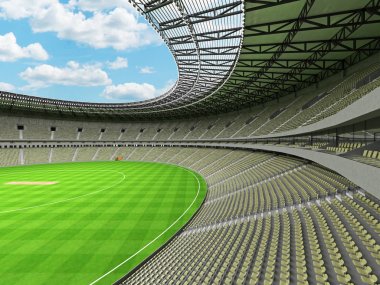 Güzel modern yuvarlak zeytin gri yeşil koltuklar ve VIP kutuları elli bin hayranları için kriket Stadyumu