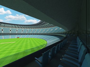 Gökyüzü mavi koltuklar ve VIP kutuları elli bin hayranları için güzel modern yuvarlak kriket Stadyumu