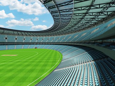 Gökyüzü mavi koltuklar ve VIP kutuları elli bin hayranları için güzel modern yuvarlak kriket Stadyumu