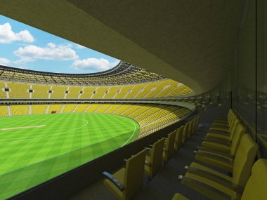 Güzel modern yuvarlak sarı koltuklar ve VIP kutuları elli bin hayranları için kriket Stadyumu