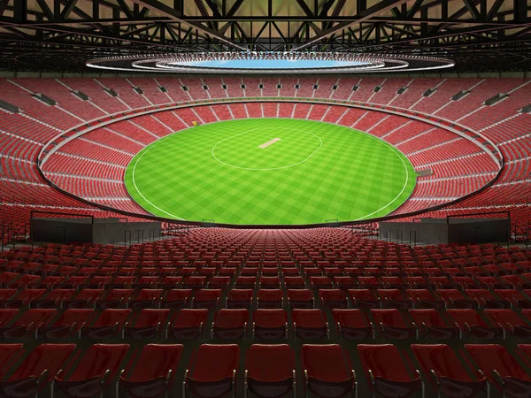 아름 다운 현대 라운드 레드 석 및 Vip 상자 50 천 팬 들을 위한 크리켓 경기장 — 스톡 사진
