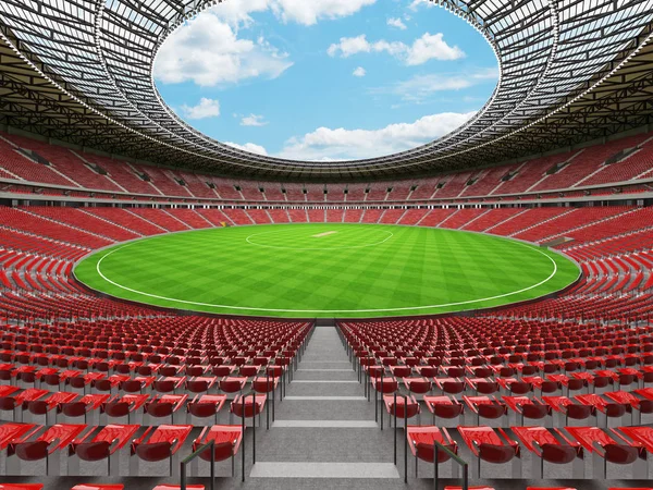 Schönes modernes rundes Cricket-Stadion mit roten Sitzen und Vip-Logen für fünfzigtausend Fans — Stockfoto