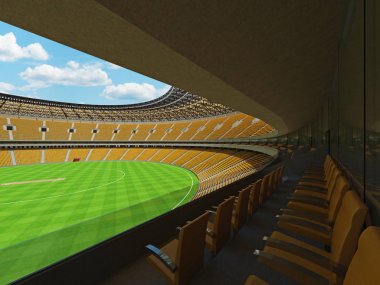 Turuncu koltuklar ve VIP kutuları elli bin hayranları için güzel modern yuvarlak kriket Stadyumu