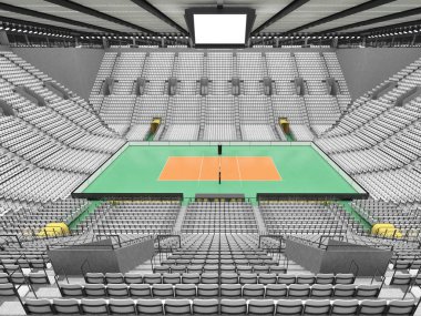 Güzel modern Voleybol arena beyaz koltuklar ve VIP kutuları on beş bin hayranları için