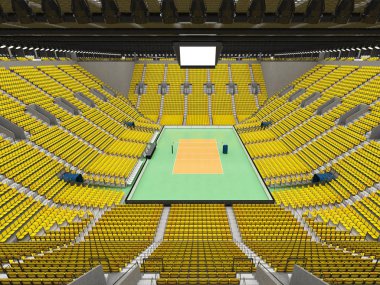 Güzel modern Voleybol arena sarı koltuklar ve VIP kutuları on beş bin hayranları için