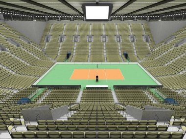 Zeytin yeşil gri koltuklar ve VIP kutuları on beş bin hayranları için güzel modern Voleybol arena