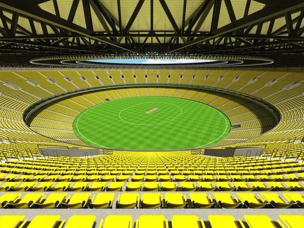 Lindo estádio de críquete redondo moderno com assentos amarelos e caixas VIP para cinquenta mil fãs — Fotografia de Stock