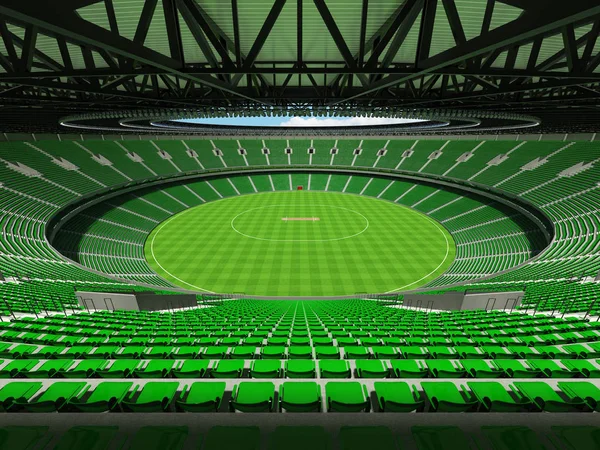 Krásné moderní kolo kriketový stadion s zelené sedačky a Vip boxy pro padesát tisíc fanoušků — Stock fotografie