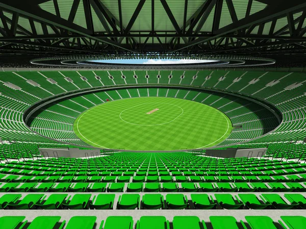Bellissimo stadio di cricket rotondo moderno con sedili verdi e scatole VIP per cinquantamila tifosi — Foto Stock