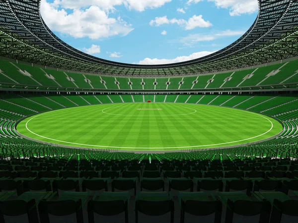 Hermoso estadio de cricket redondo moderno con asientos verdes y cajas VIP para cincuenta mil fans —  Fotos de Stock
