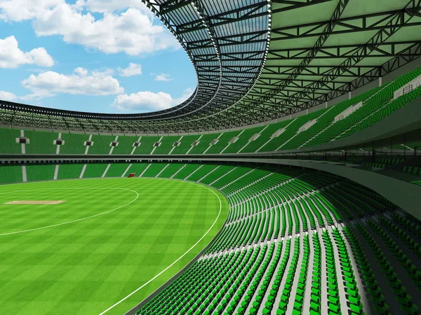 Hermoso estadio de cricket redondo moderno con asientos verdes y cajas VIP para cincuenta mil fans — Foto de Stock