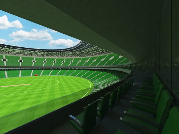 Beautiful modern  round cricket stadium with green seats and VIP boxes for fifty thousand fans — Stock Photo, Image