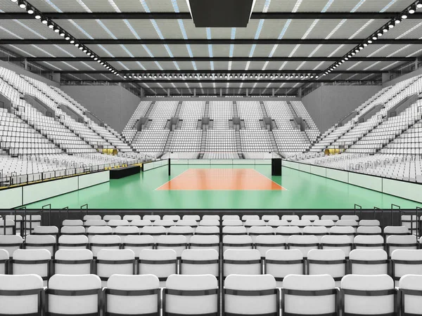 Bella moderna arena da pallavolo con sedili bianchi e scatole VIP per quindicimila tifosi — Foto Stock
