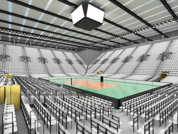 Belle arène moderne de volley-ball avec des sièges blancs et des boîtes VIP pour quinze mille fans — Photo