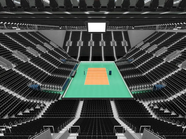 Bonita arena moderna de voleibol com assentos pretos e caixas VIP para quinze mil fãs — Fotografia de Stock
