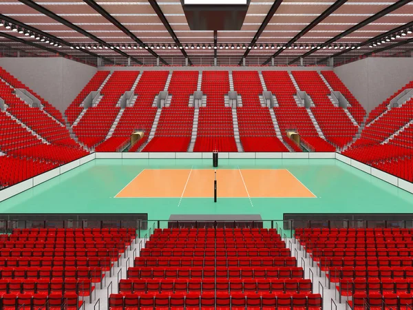 Belle arène moderne de volley-ball avec des sièges rouges et des boîtes VIP pour quinze mille fans — Photo