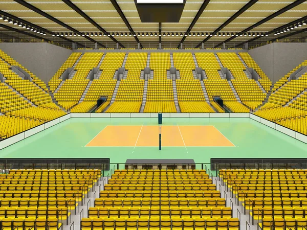 Bella moderna arena da pallavolo con sedili gialli e scatole VIP per quindicimila tifosi — Foto Stock